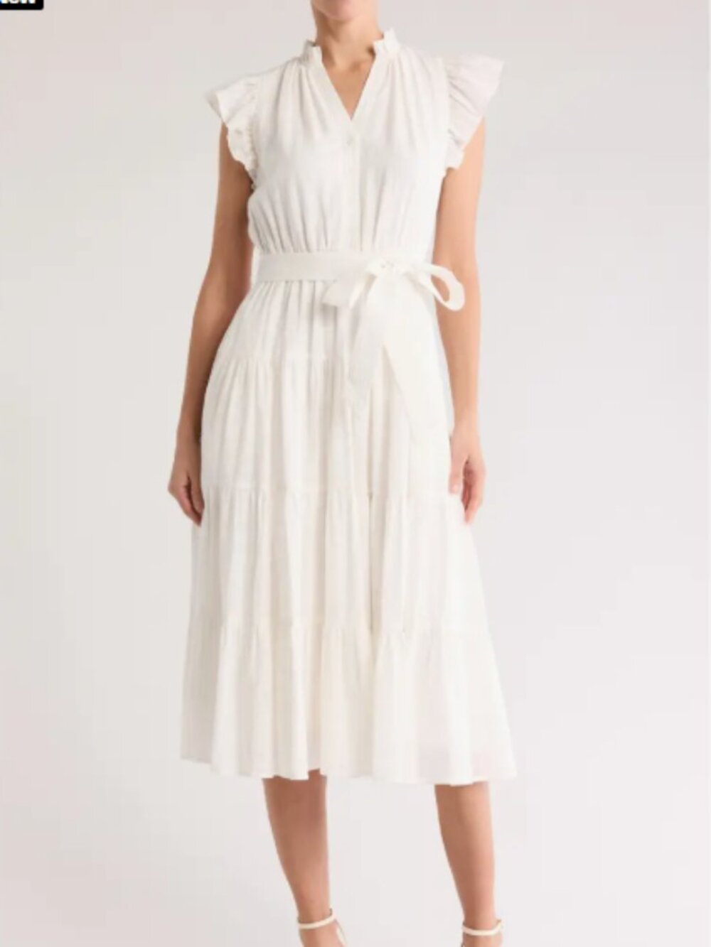 NWT - Gibsonlook Dianthus Tiered Cotton Midi Dress in White - Size Medium